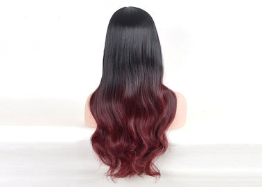 Đen để rượu vang đỏ màu tổng hợp tóc giả dài tự nhiên lượn sóng mịn cảm giác nhà cung cấp